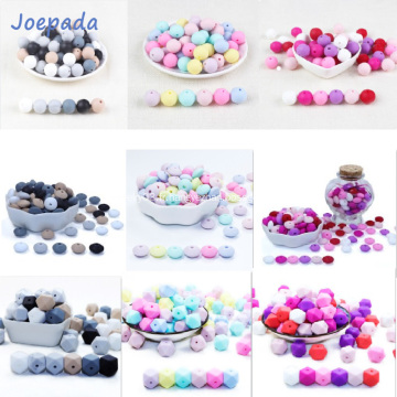 Joepada 30Pc 9/12 / 15mm perles de Silicone rondes dentition soins infirmiers collier lentilles perles de qualité alimentaire Silicone hexagone anneau de dentition en Silicone